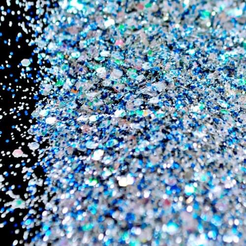 Royal Blue Silver Nail Glitter Tips Mix Hexagon Powder Sequins Nail Glitter Polish Powder Flakes for Nail Art Decoration