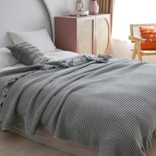 Lace Waffle Towel Blanket Warm Soft Throw Plaid for Adult on The Bed/Sofa/Plane/Travel Bedding Bedspread Comforter