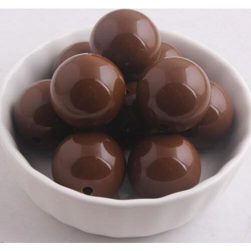 Kwoi vita Dark brown Color Chunky 20MM 100pcs Acrylic Solid Bubble Gumball Beads for Kids Necklace