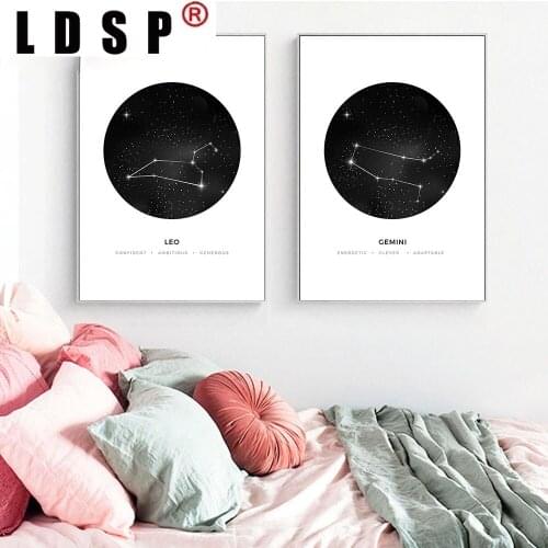 LDSP Modern Bedroom Home Decoration Nordic Constellations Black White Canvas Painting Wall Art Print Poster Picture