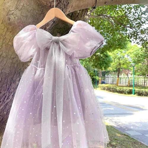 Girls Mesh Tulle Cake Layers Princess Dress Kids Summer Ruffles Sequined Party Tutu Frocks Wedding Children Fairy Puffy Dresses