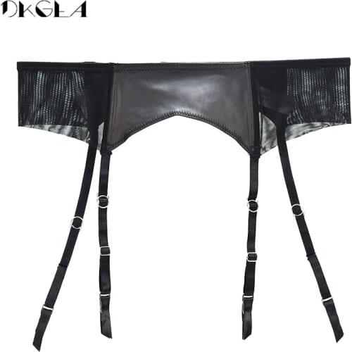 Fashion Women Sexy Lingerie Plus Size XL L M S Leather Garters Brand Net Yarn Black Garters Waist Belt For Stocking High Quality