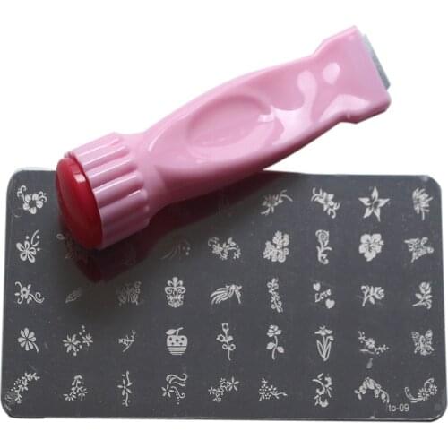 2020 New Portable Nail Art Stamp Stencil Tool Kit Stamper Design Stamping Image Template Plate Set Random Pattern