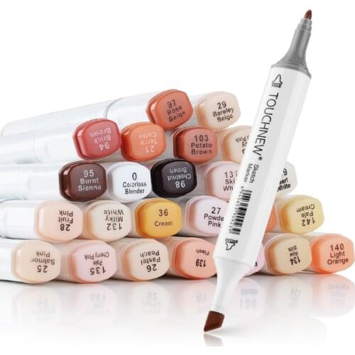 24 Colors Skin Tone Alcohol Markers Set Dual Tip Art Marker Permanent Sketch Marker Pens Drawing Coloring School Pennarelli