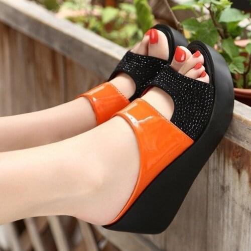 Summer New Sandals Womens Slope With Thick-soled High Heels Korean Version Of Sponge Cake Sandals And Slippers