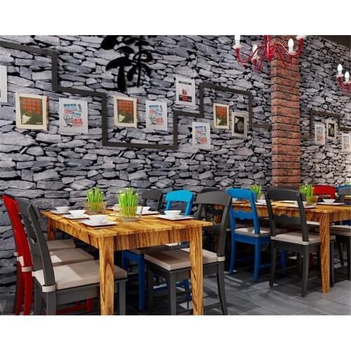 Beibehang Simulation Brick Stone Brick Restaurant Cafe Clubhouse Wallpaper Personality Waterproof Wallpaper roll papel de parede