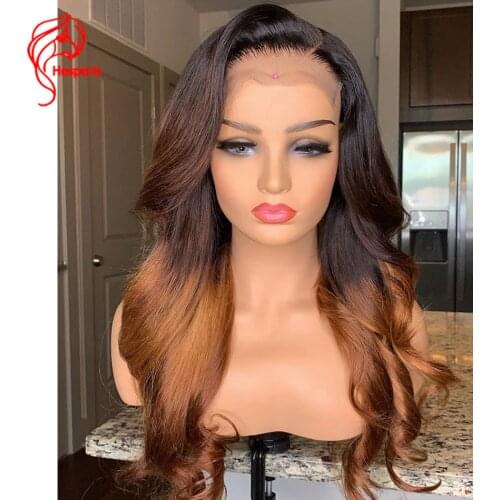 Hesperis 5X5 Silk Base Lace Closure Wigs Ombre 150 Density Brazilian Remy 4x4 Lace Closure Wigs With Baby Hair 1b/4/30 3T Ombre