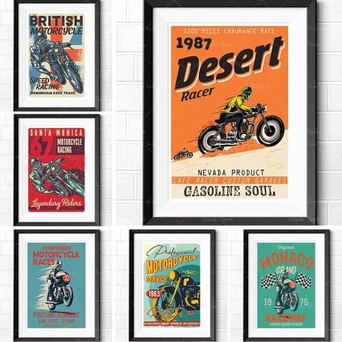 Superb retro style motorcycle motorcycle club art poster prints great man cave gift retro poster
