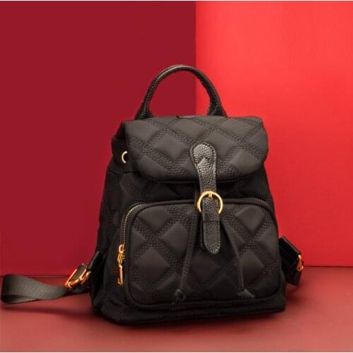 Classic Design Woman Oxford Cloth Backpack High-quality Rhombus Grid Embroidery Girl School Bag Fashion Simple Lady Travel Bags