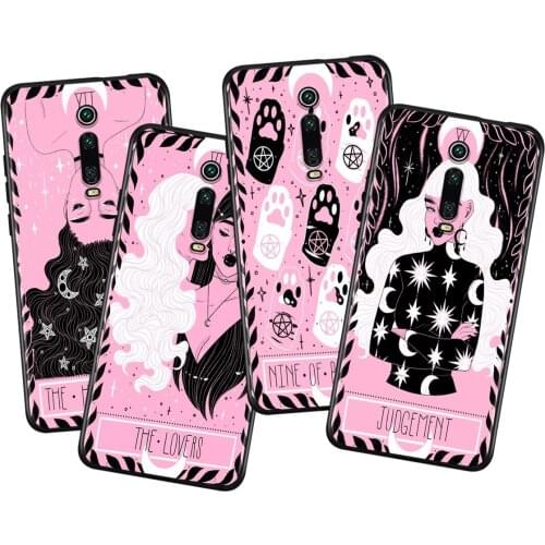 Cute Pink Tarot Silicone Cover For Xiaomi Redmi K40 Gaming K30i K30T K30S K30 Ultra K20 10X Pro Black Phone Case