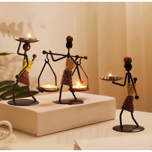 Nordic Candlestick Abstract Iron Men Candle Holder Handmade Figurines Creative Home Bar Decoration Party Festival Supplies