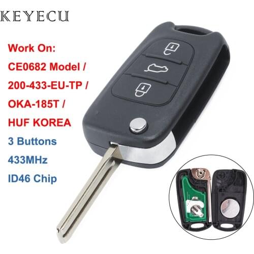 Keyecu Replacement Flip Remote Car Key Fob 3 Buttons 433MHz ID46 for Kia Rio Ceed CeedPro Picanto Sportage CE0682 Model