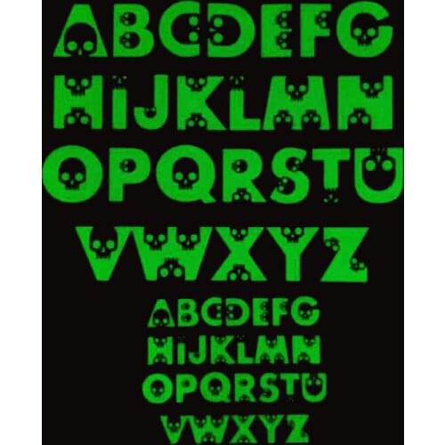 Patches Noctilucent Skull head Stickers for Clothes Thermal Transfer Printing Pattern Decoration Numbers Letter Luminous Patch