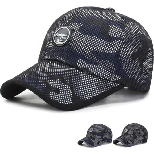 Women Summer Breathable Mesh Baseball Cap Men Trucker Adjustable Cotton Snapback Cap Unisex Outdoor Quick-Dry Camouflage Sun Hat