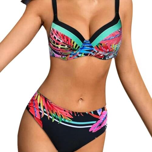 Ladies Popular Solid Color Shoulder Strap Bikini Double Shoulder Strap High Waist Split Sexy Swimsuit Beach Clothing купальник