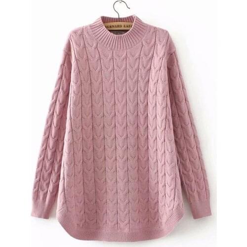 Plus size Criss-Cross winter women pullovers black 2019 Turtleneck Knitted casual ladies oversize sweater wool female 4XL pink