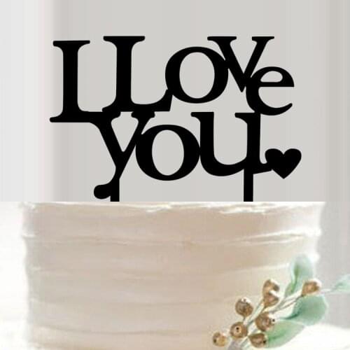 100pcs/lot, Creative I LOVE YOU Acrylic wedding cake inserted card Wedding Cake Topper Party Cake Decorations