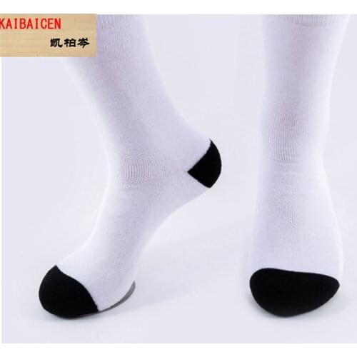 100pcs/lot New style printing sublimation blank White socks with black soles For Sublimation INK Print about 39-41cm