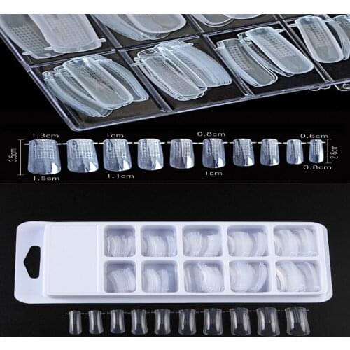 100pcs False Nail Tips Clear Cover Acrylic Nail Mold Mixed-size Acrylic UV Gel False Nail Tips Manicure Fake Nail Art Tool P#12