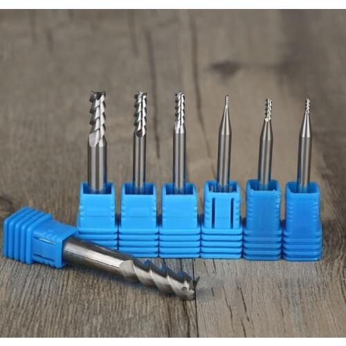 2pc SHK 1/8" 3.175 4 6 8 10mm Drill CNC 3 Three 3f Flute Spiral Router Endmill Bit cutter milling tool Metal Aluminum Copper