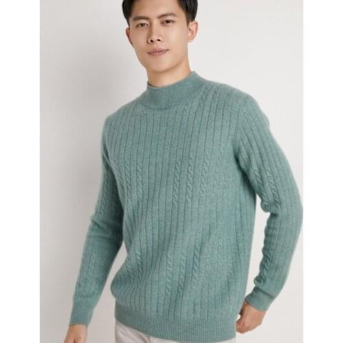 2020 Autumn Winter Mens 100% Cashmere Sweater Thick Warm Solid Color Sweater Men Slim Fit Pullover Knitted Sweaters