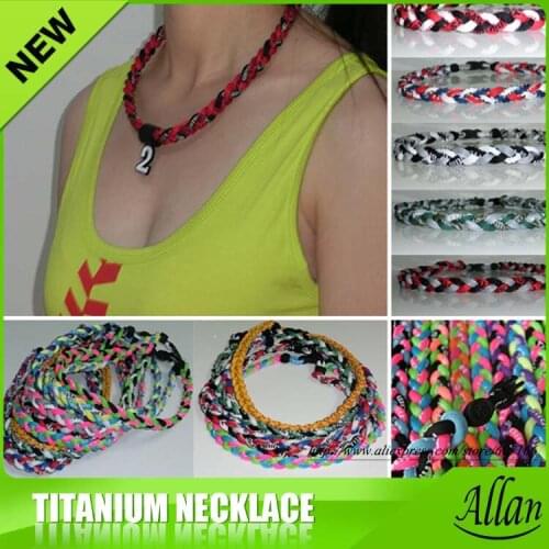 150pcs 3 ropes tornado braided titanium necklace baseball football Germanium&Titanium necklace many colors and size