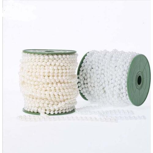 40Meters/Roll DIA 4MM White Beige Artificial Pearls Bead Garland Spool Rope Table Centerpiece Wedding Party Home Decoration
