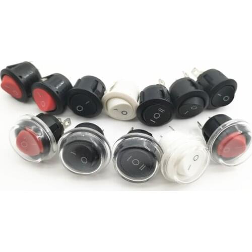 5pcs kcd1-105 2pin 3pin on-off on-off-on rocker switch diameter small round boat rocker switch Black Mini round black white red