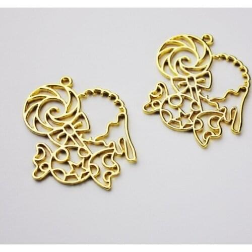 5pcs Confectionery snacks Metal Frame Pendant Gold Charm Bezel Setting Cabochon Setting UV Resin Charm Jewelry Making Findings