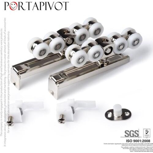 8-Wheels Automatic Cleaning Hanging Wheel door sliding guide rail accessories slides Pulley 1 Set