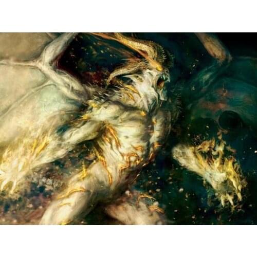 Free Shipping Flame Great Devil Figure Poster Canvas Oil Painting Wall Art Decoration Painting Decoration Chart XJDP-198