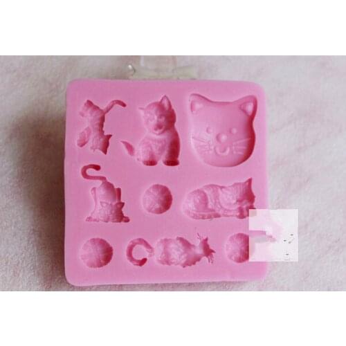 Free shipping All kinds of modelling of cat chocolate silicone mold fondant Cake decoration mold (si205)