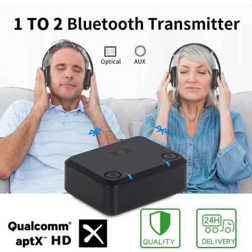 CSR8675 aptX HD LOW LATENCY Optical Audio Bluetooth Transmitter for TV Wireless Adapter for Dual Headphones or Speakers MR270HD