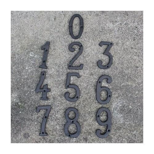 Digits and letters cast iron house number plates home garden wall decoration Hotel door plate Retro room address plate number