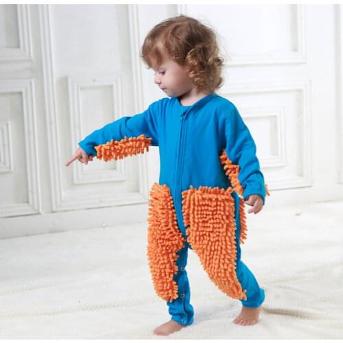 Baby Mop Rompers Outfit Unisex Rompe Boy Girl Polishes Floors Cleaning Mop Suit Cleaning Mop Sui Kids Crawls Toddler Jumpsuit
