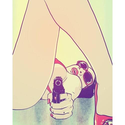 DIY Painting By Numbers Girl Pointing Gun Kit Oil Picture By Numbers 40x50cm Wall Art Painting on Canvas Home Decoration Gift