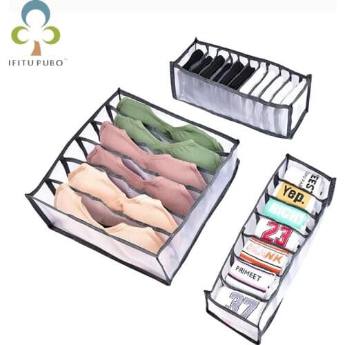 6/7/11cells Storage Box for Socks Bars Panties Drawer-style Compartments Nylon Foldable Divider Closet Organizers DDJ