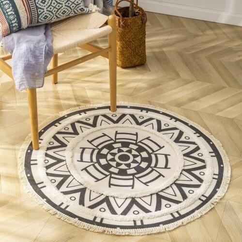 Home boho decor Nordic tassel Bohemia handmade Macrame cotton printed embroidered round carpet mat for namas bedroom door rug