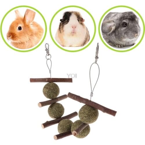 Pet Teeth Grinding Toys Hamster Rabbit Apple Tree Branch Grass Ball Hanging Cage