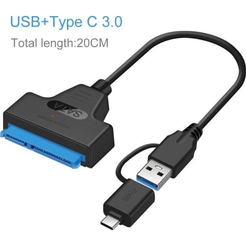 USB SATA Cable SATA To USB 3.0 Adapter 2-in-1 Fast Transmission Speed Cable Type C SATA Cable for 2.5" HDD/SSD Hard Drive