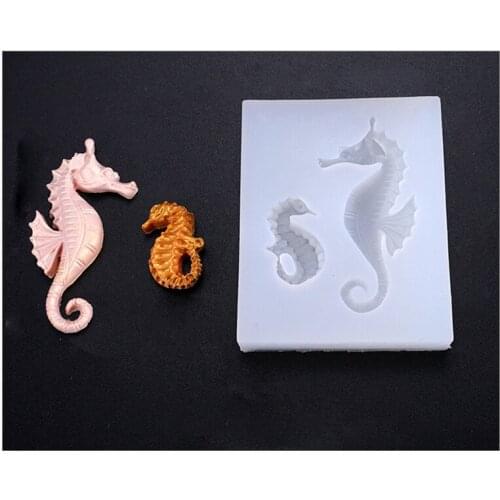 Doreen Box Silicone Resin White Mold For Jewelry Making Marine Life Cute Seahorse Animal Seaweed Flower DIY Crafts Tools,1 Piece