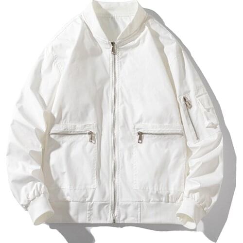 Men Hip Hop Bomber Jacket Fashion Solid Jacket Men Women Basketball Japanese Jacket Streetwear Coat Couple Clothing Youth Spring