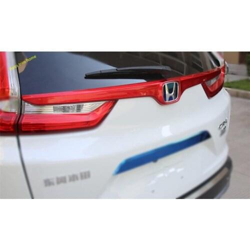 Lapetus Exterior Refit Kit Rear Trunk Tailgate Strip Cover Trim Fit For Honda CRV CR-V 2017 - 2019 ABS / Red / Carbon Fiber Look