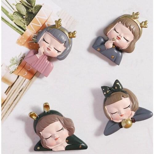 Fridge Magnets Cartoon Bubble Girl Refrigerator Sticker Memo Message Sticker 3D Resin Three-dimensional Magnetic Fridge Magnets