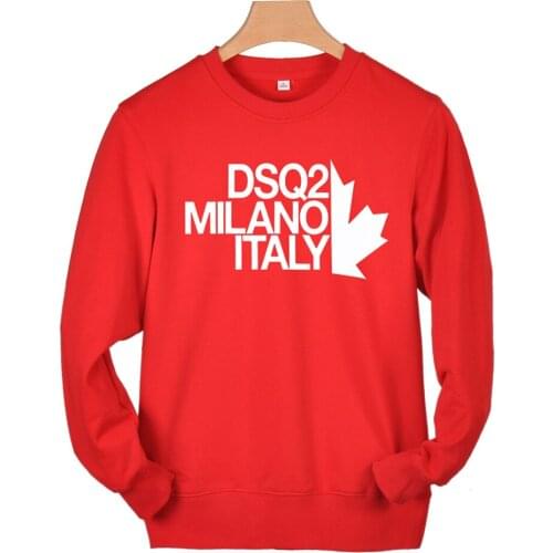 Men women DSQ2 milano italy letters printing round neck padded Sweatshirts pullover cotton retro loose Sweatshirt