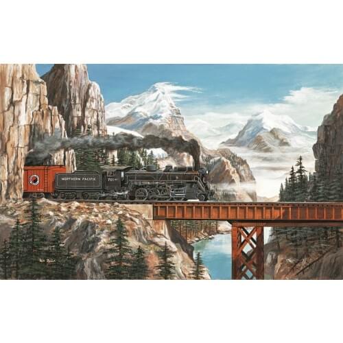 JMINE Div 5D Train Mountain Bridge Full Diamond Painting cross stitch kits art High Quality Scenic 3D paint by diamonds