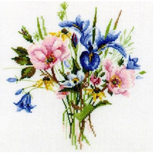 Wildflowers Poppy Counted Kit Stamped Cross Stitch Kit
