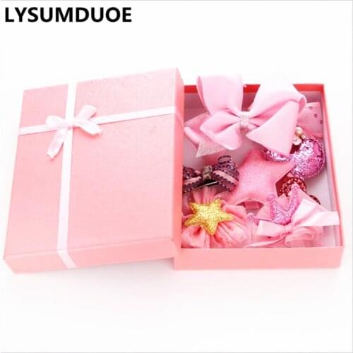 10Pcs/Set New Girls Hair Accessories Cute Gift Box Flower Hair Clip Hair Bows Bunny Hairclip Star Barrette Pearl Heart Headdress