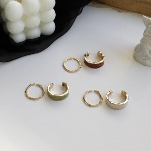 New Fashion Metal Irregular Round Open Width Joints Index Finger Enamel Epoxy Ring Set For Women Party Jewelry Gift