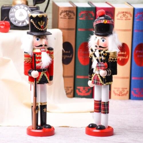 New Creative Wooden Nutcracker Puppet Decor Soldier Nutcracker With Sword Figurines Home Exotic Crafts Ornaments Christmas Gifts